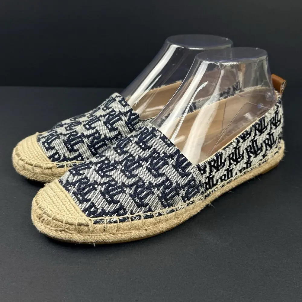 Lauren Ralph Lauren Cameryn II Espadrille Size 7.5 Monogram Jacquard Shoes